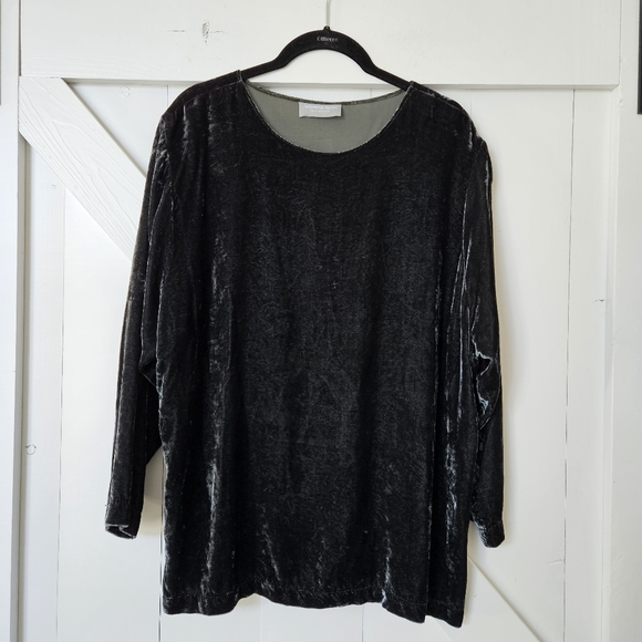 Catherine Bacon crushed velvet Boho blouse green teal whimsigoth Lagenlook M / L - Picture 1 of 8
